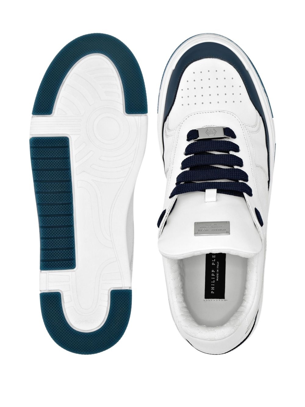 logo-debossed leather sneakers - 3