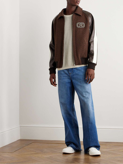 Valentino Cotton-Blend Tweed and Leather Bomber Jacket outlook
