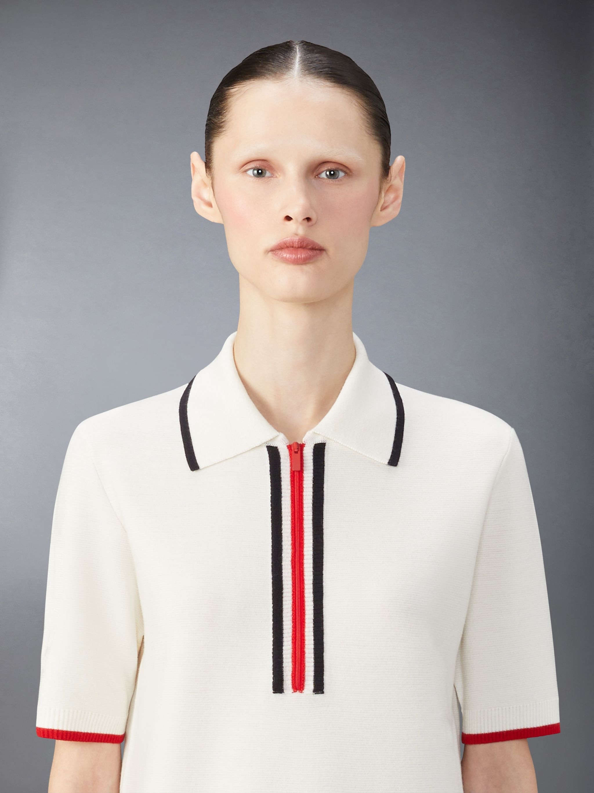 Merino Wool Milano Stitch Zip up Polo Dress - 6