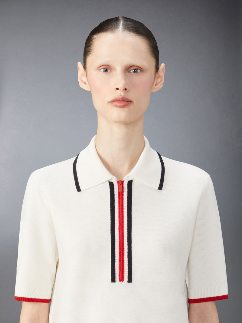 Merino Wool Milano Stitch Zip up Polo Dress 6