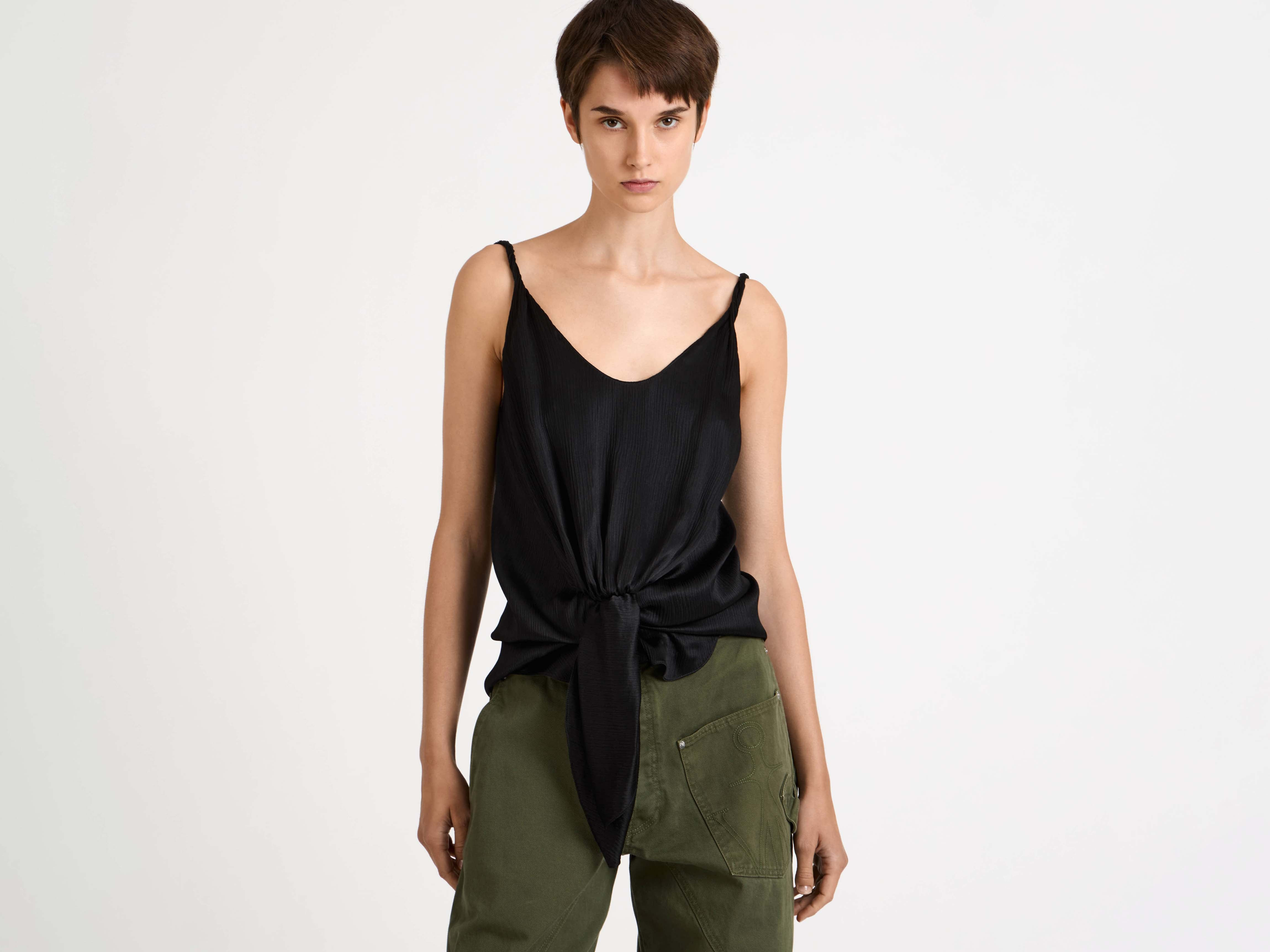 KNOTTED WAIST CAMI TOP IN BLACK - 7