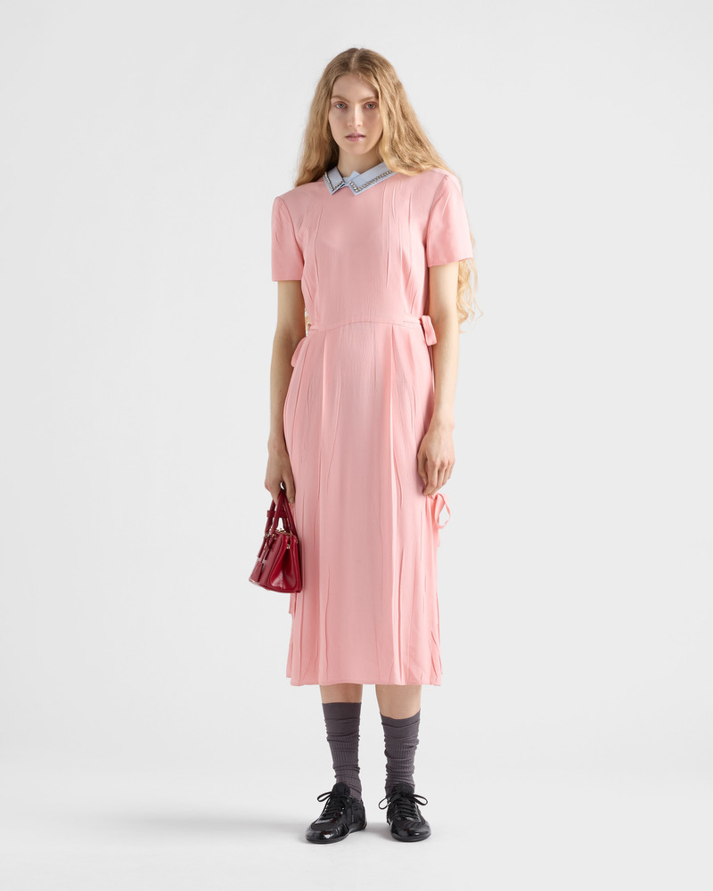 Prada Embroidered marocain crepe dress outlook