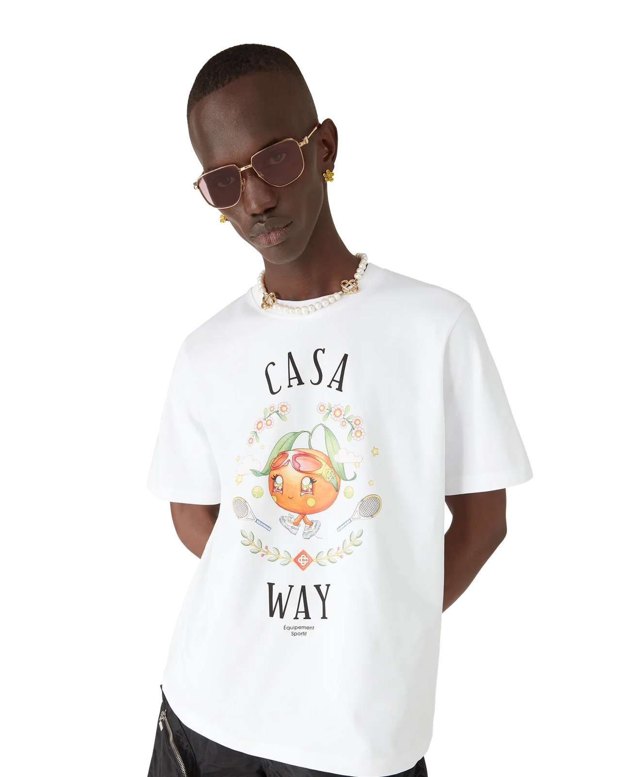Casa Way Orange Mascot Short Sleeve T-Shirt | Casablanca Paris - 4