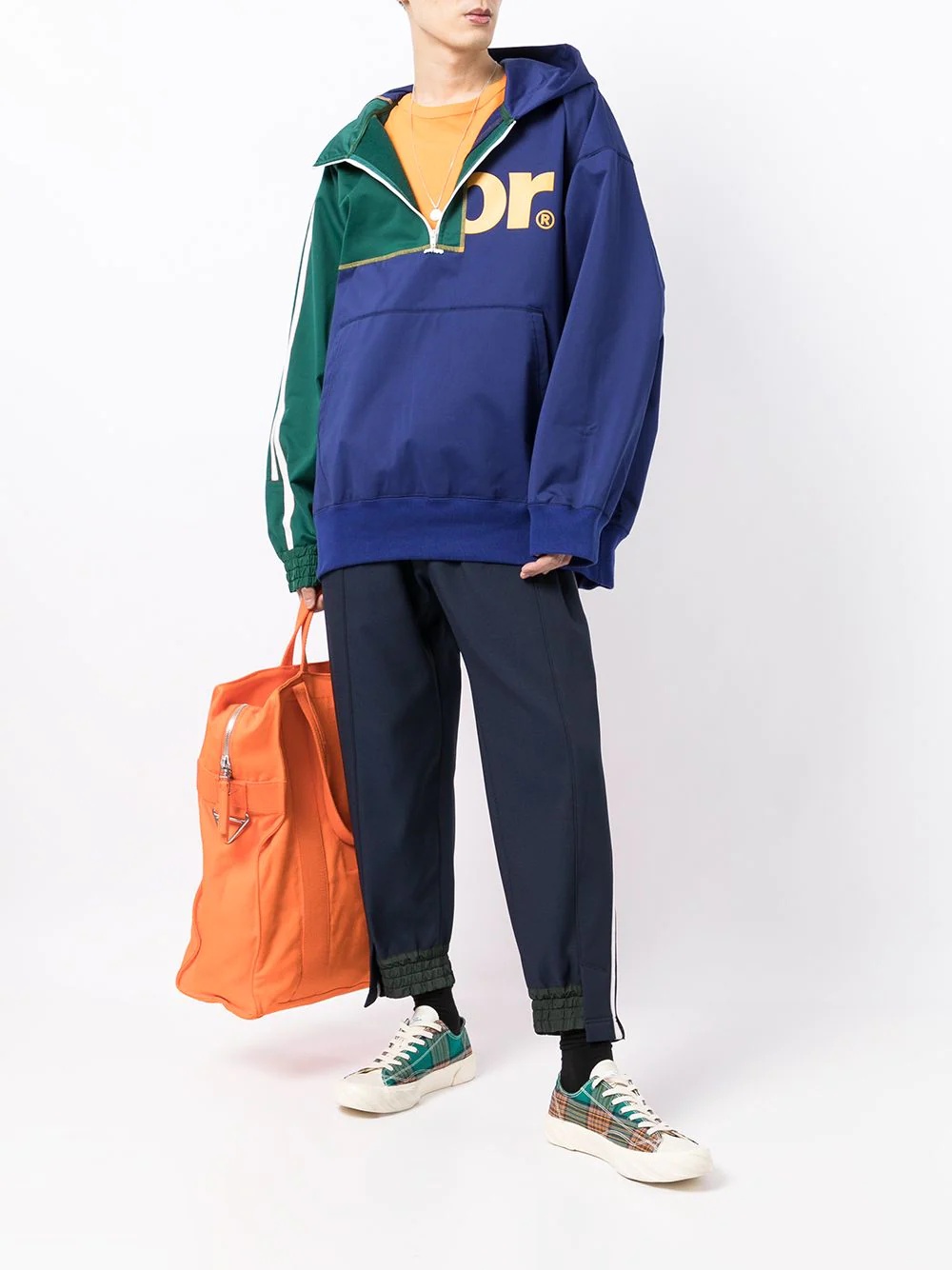 colour-block half-zip hoodie - 2