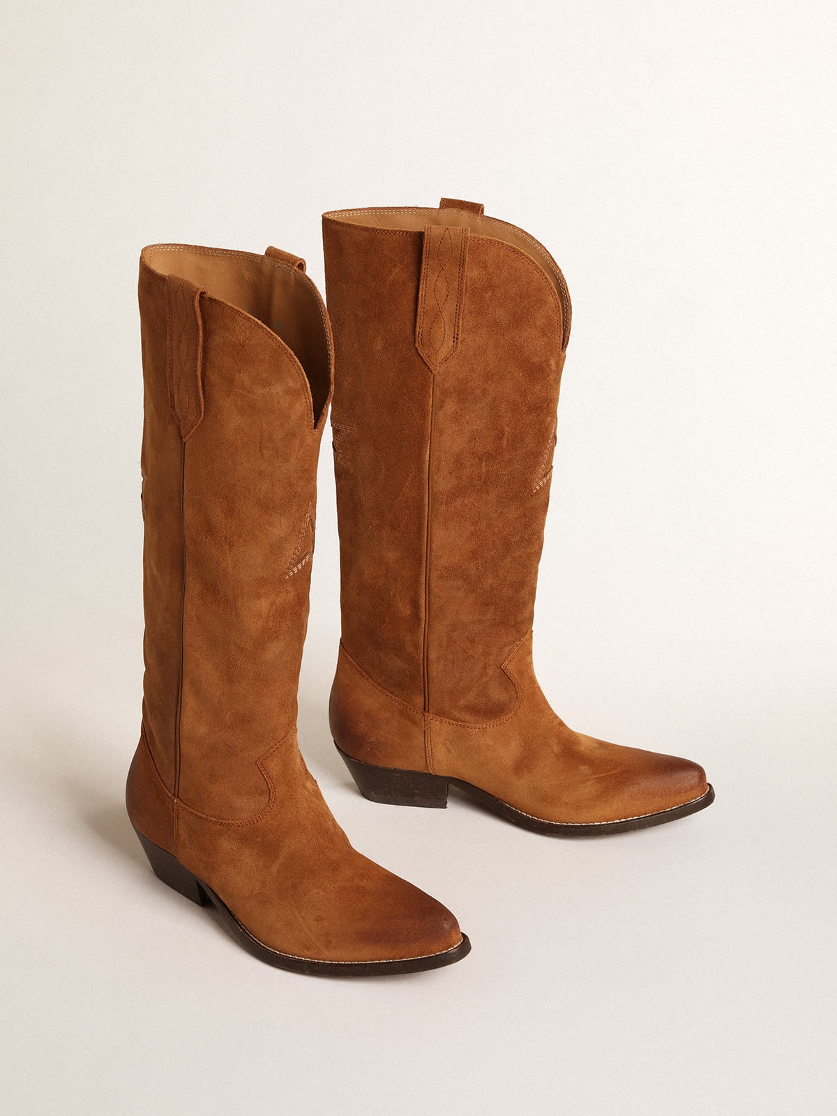 Wish Star boots in cognac suede with tone-on-tone inlay star - 2