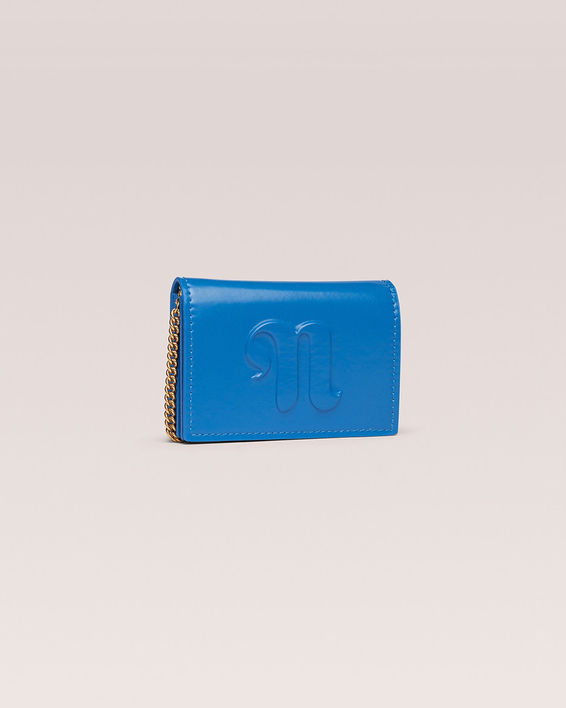 Nanushka KINGSLEY - Vegan patent leather card holder - Blue outlook