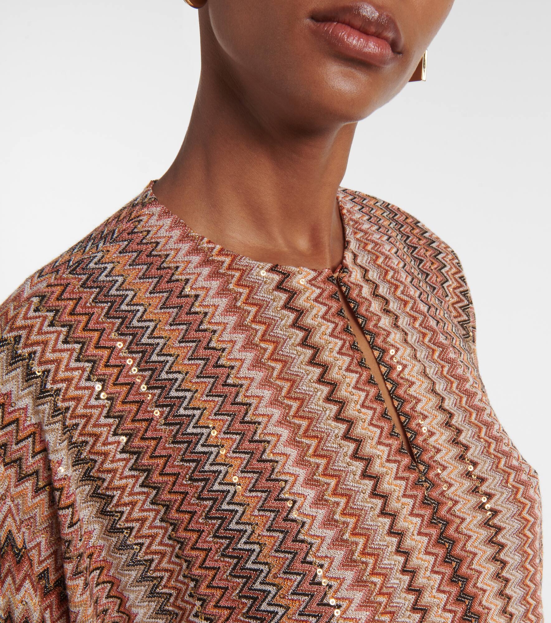 Zigzag fringed lamé blouse - 4