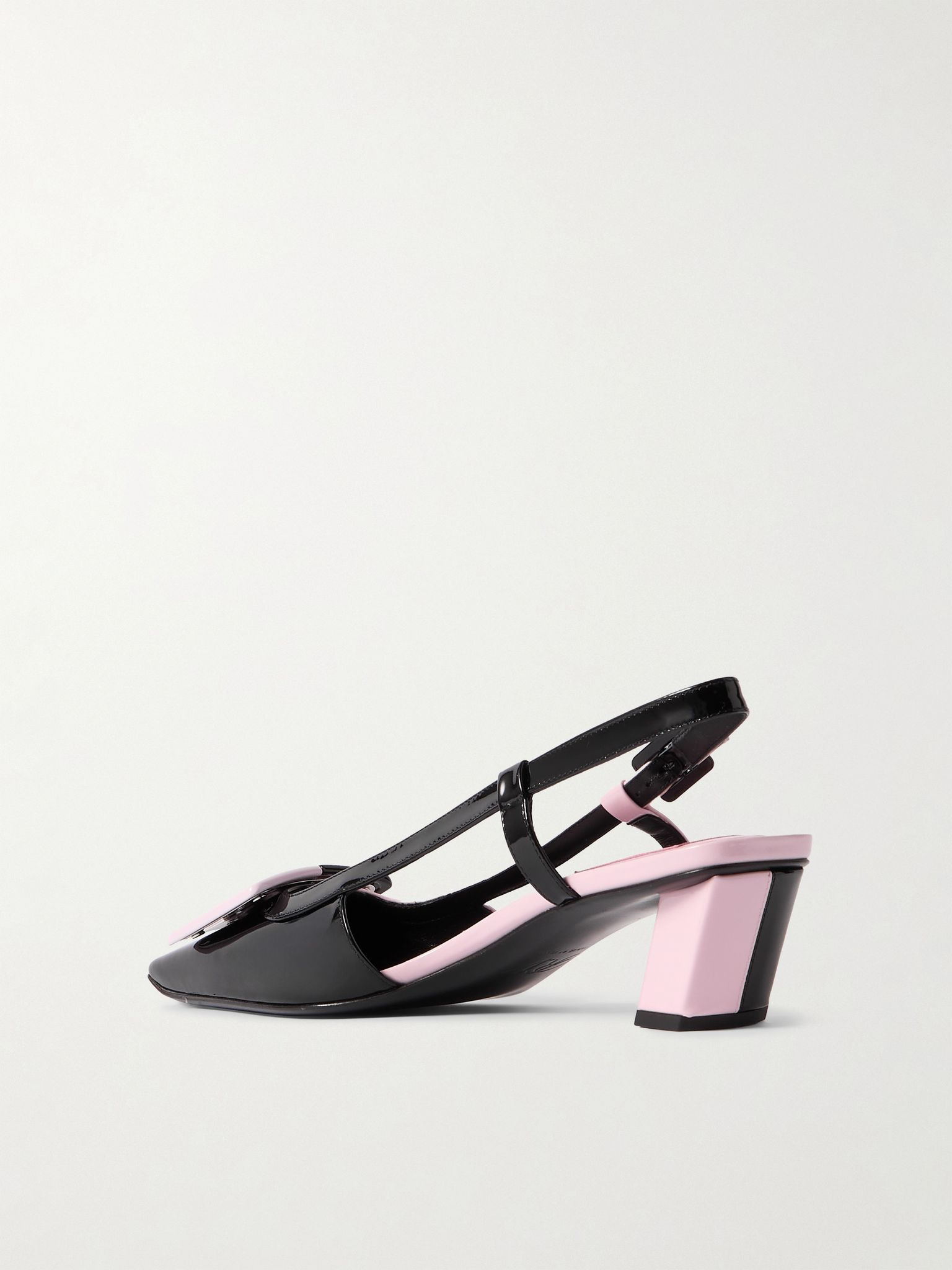 Belle Vivier 45 two-tone patent-leather slingback pumps Baby pink - 3