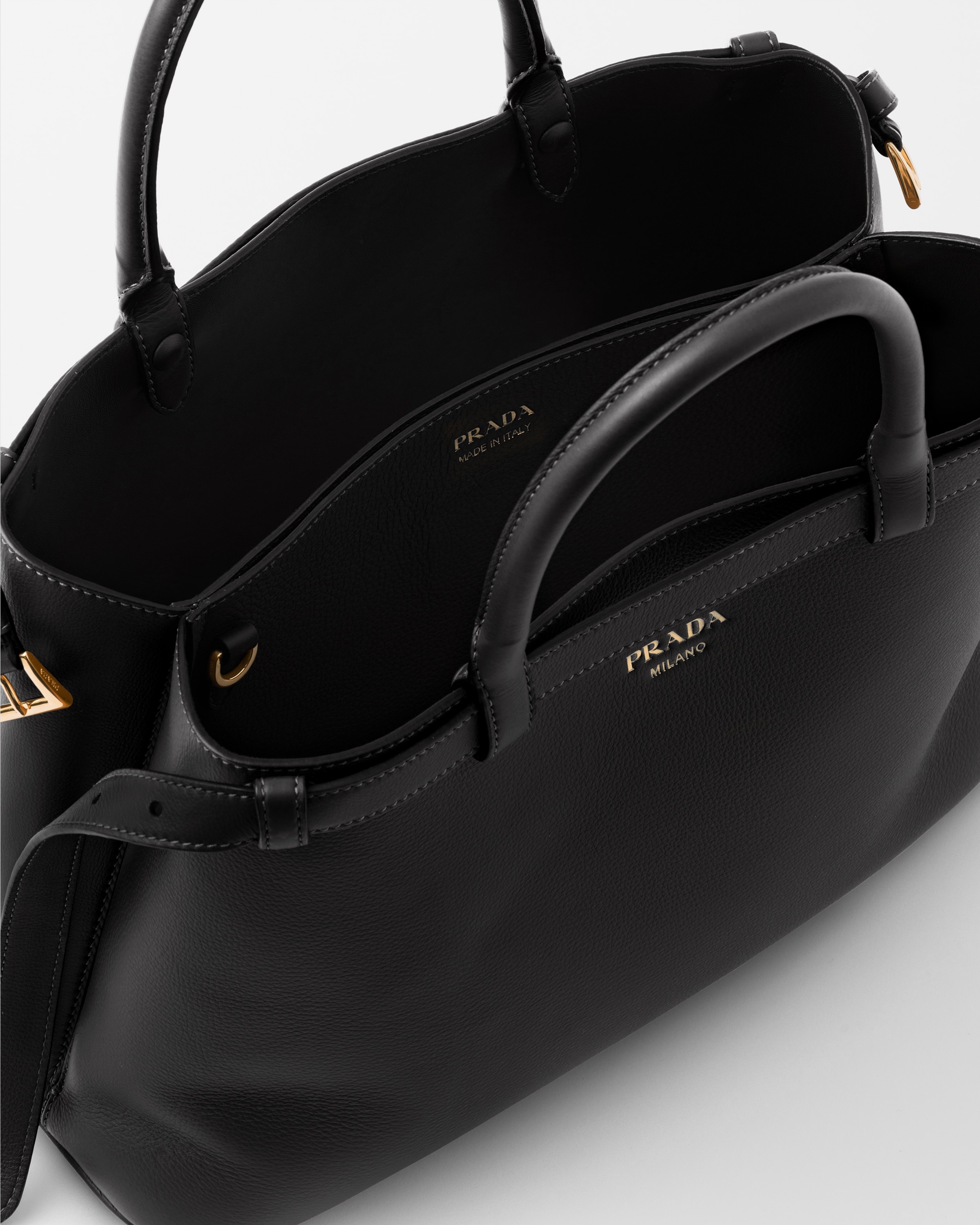 Prada Buckle medium leather handbag with double belt - 4