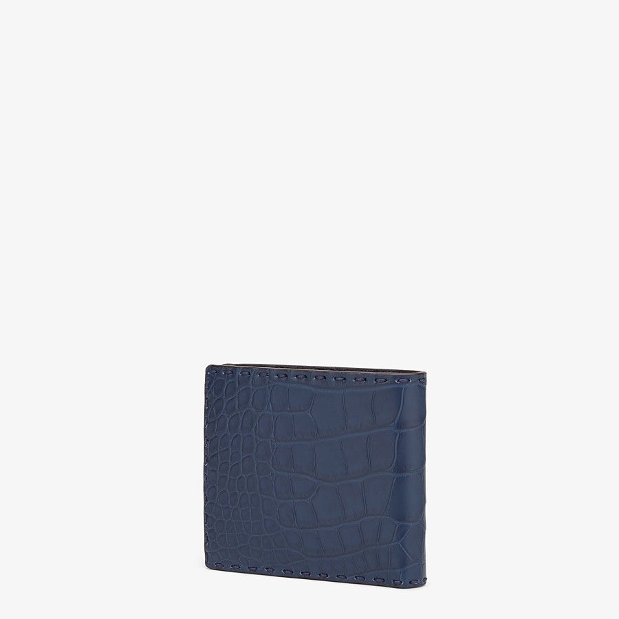 Blue alligator leather bi-fold wallet - 2