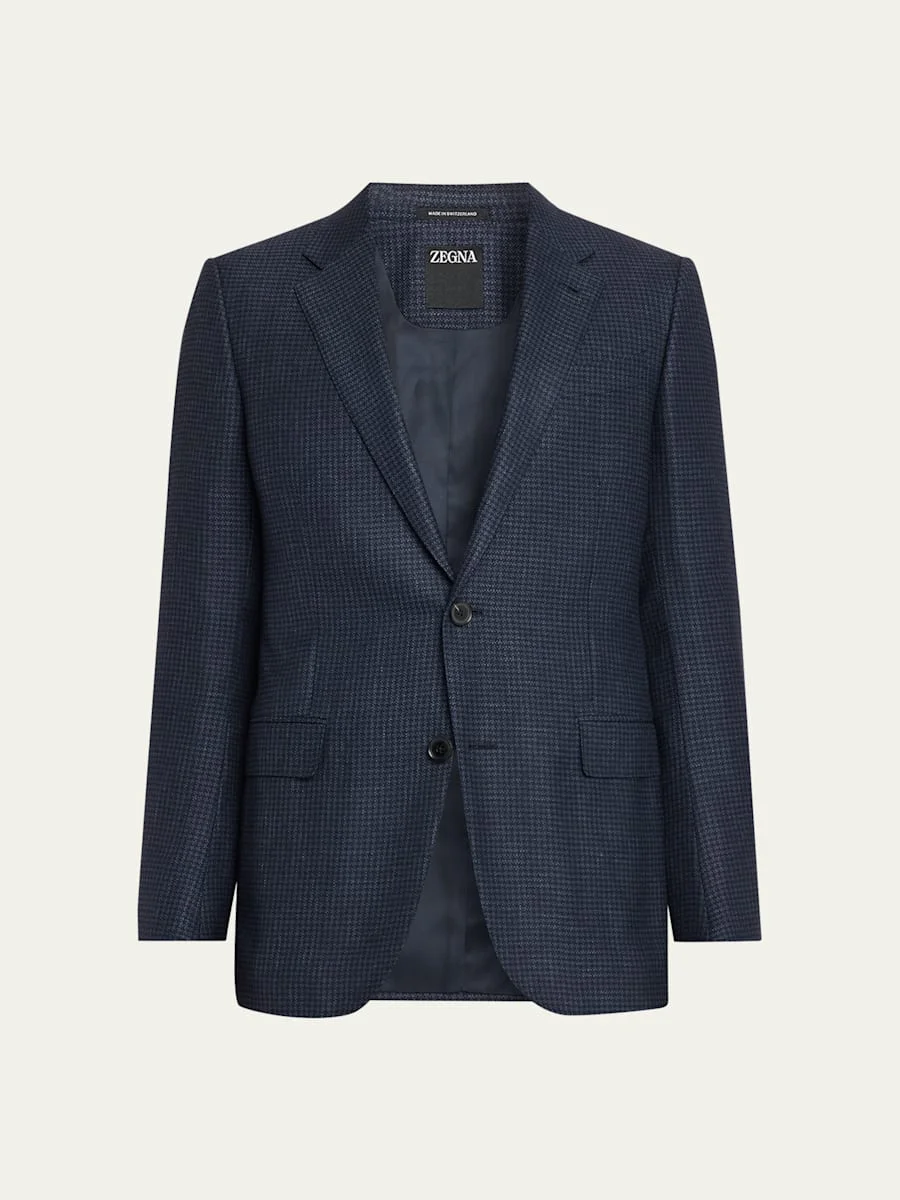 Men's Woven Houndstooth Single-Breasted Sport Coat - 1