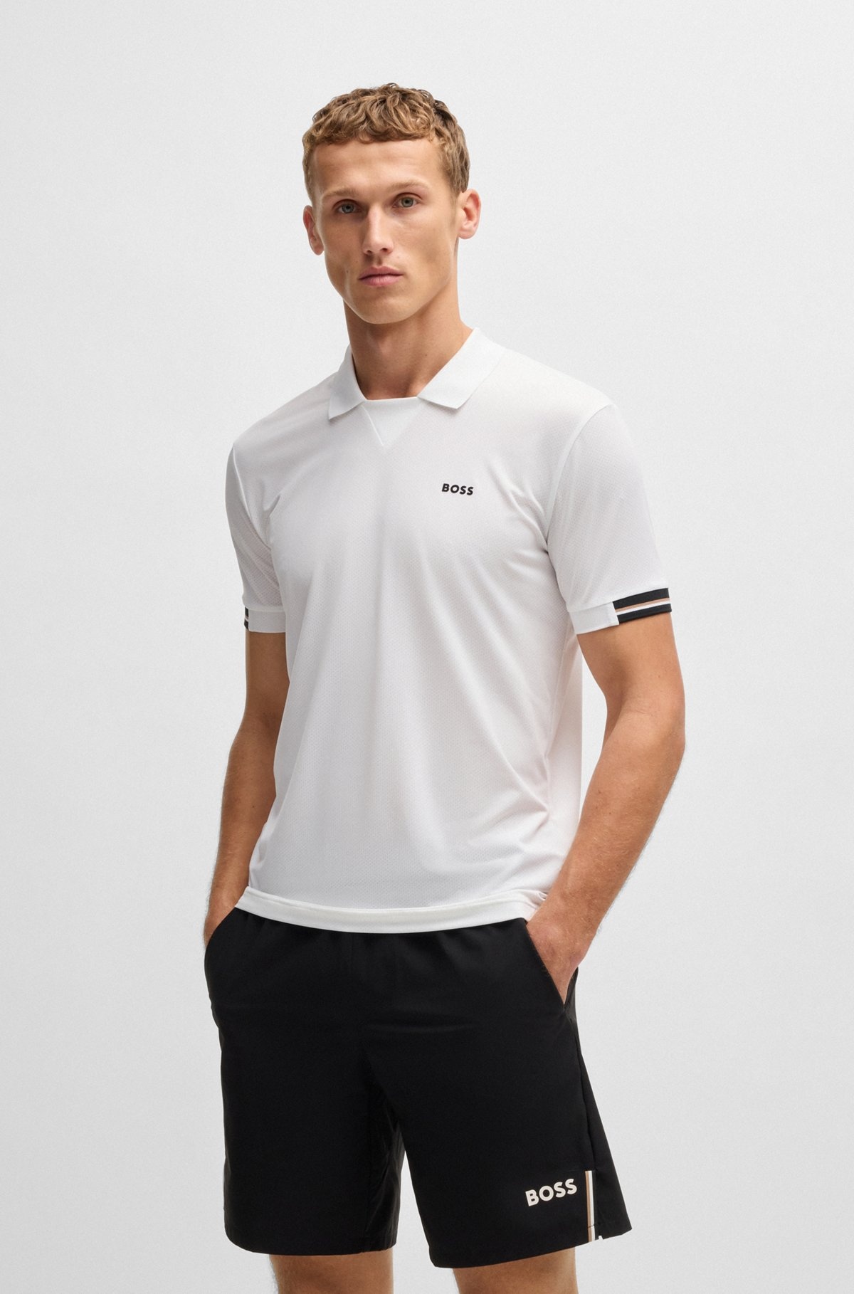 STRETCH-MESH POLO SHIRT WITH MODERN PLACKET - 2