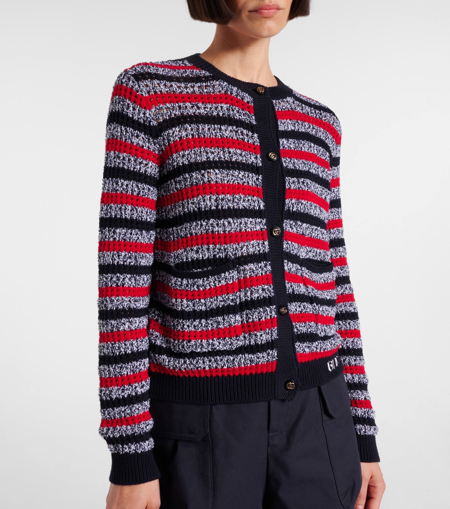 Striped cotton-blend cardigan - 6