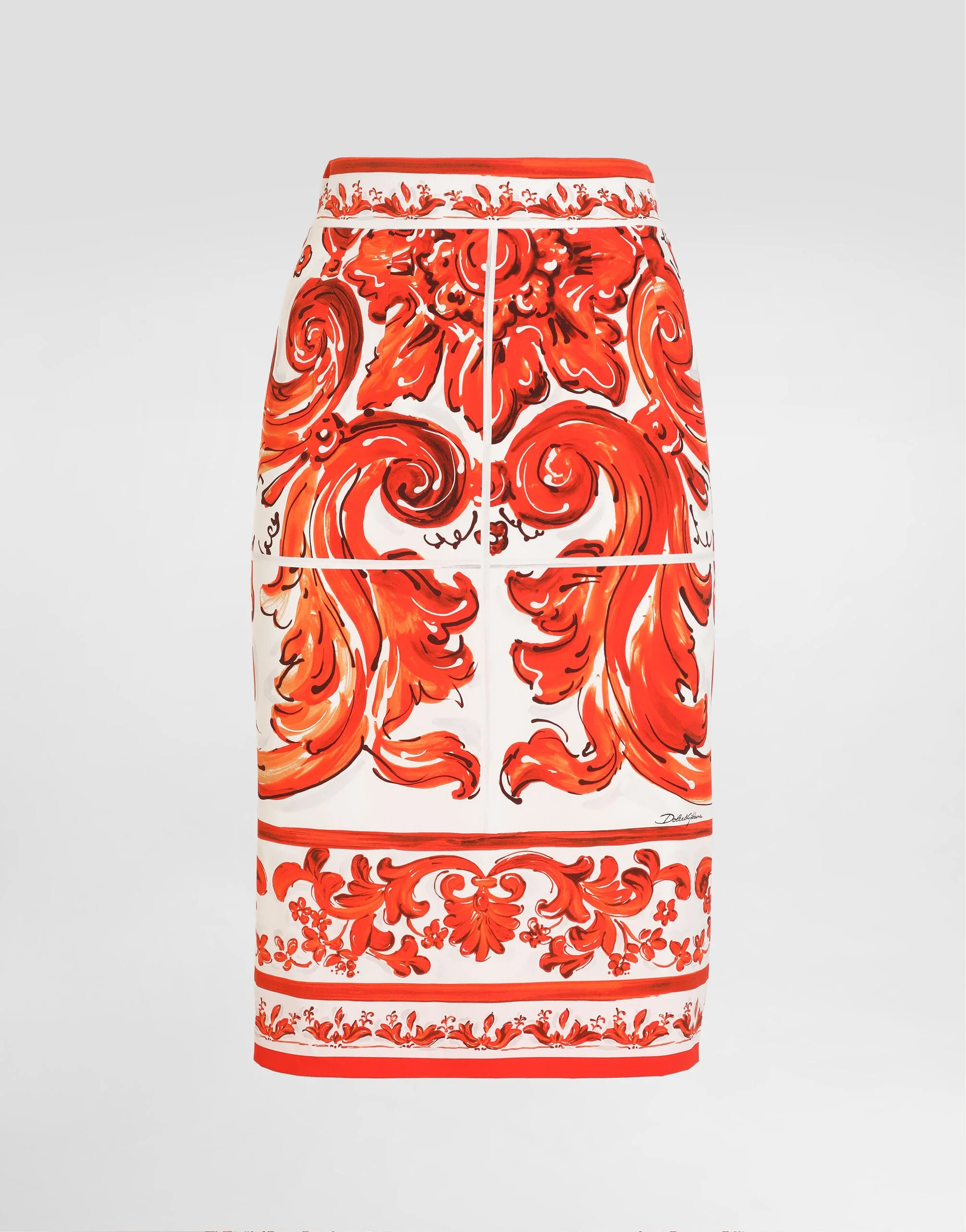 Midi skirt in majolica-print charmeuse - 1