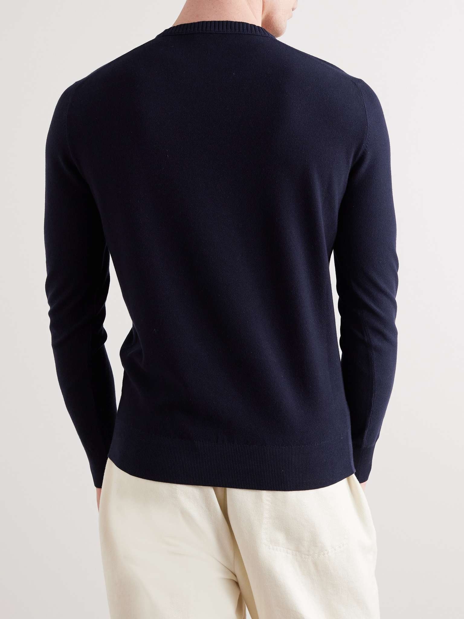 Cotton and Silk-Blend Piqué Sweater - 4