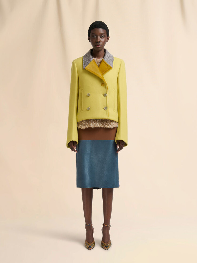 Marni YELLOW WOOL FELT JACKET WITH LEATHER DETAILS outlook