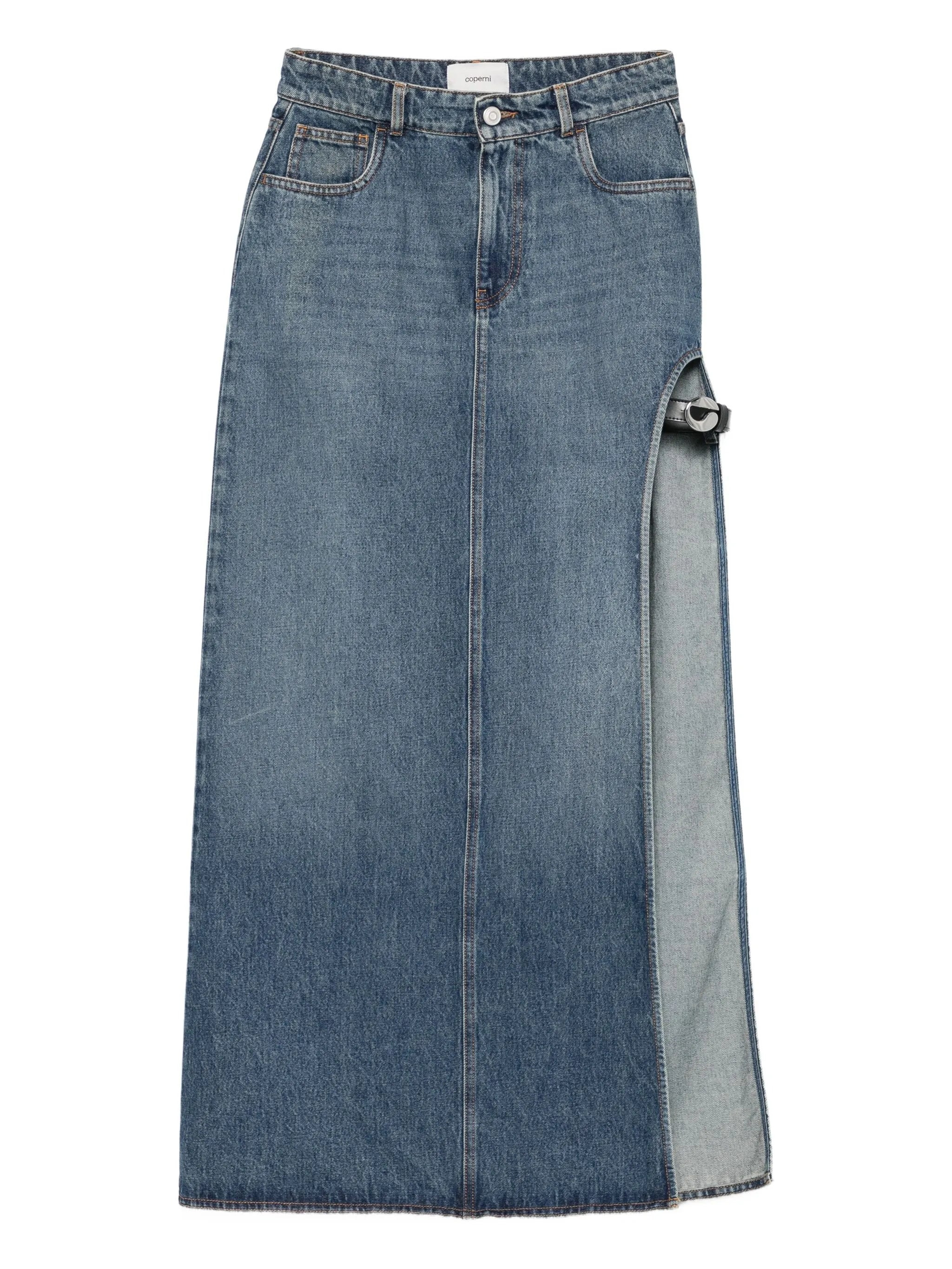 Coperni Garder Belt-detail Side-split Denim Skirt - 1