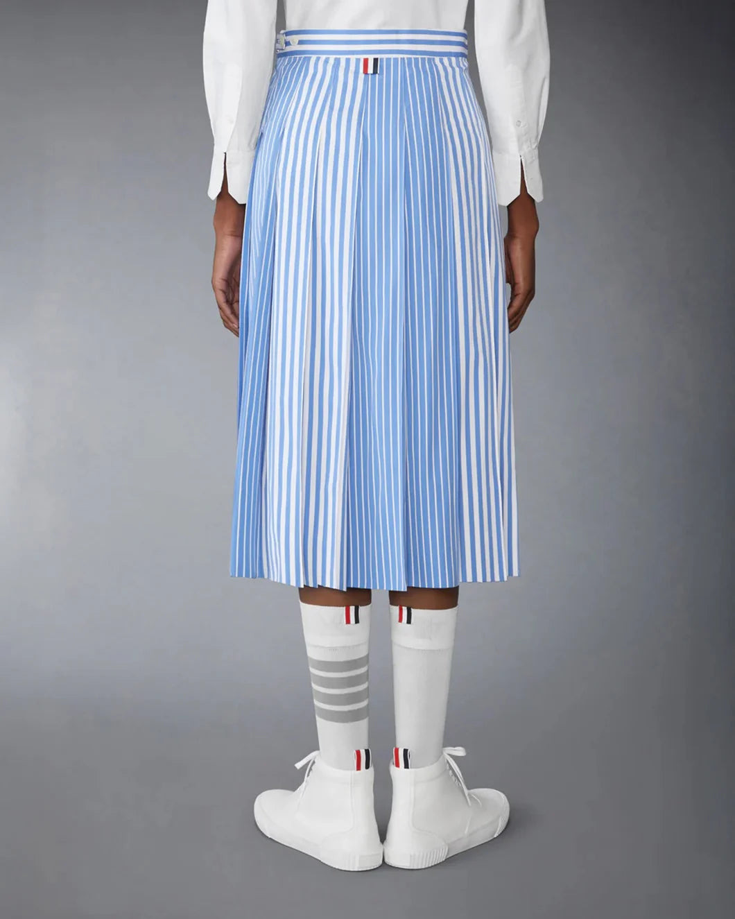 AWNING STRIPED POPLIN FUNMIX PLEATED SKIRT - 3
