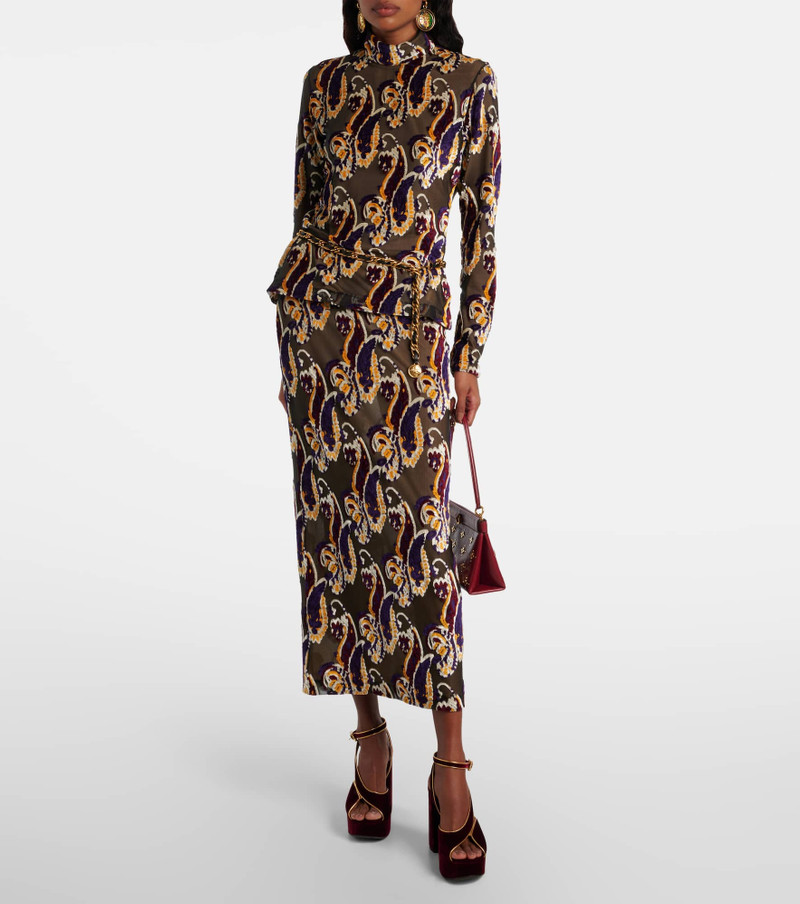 Etro Paisley semi-sheer pencil skirt outlook