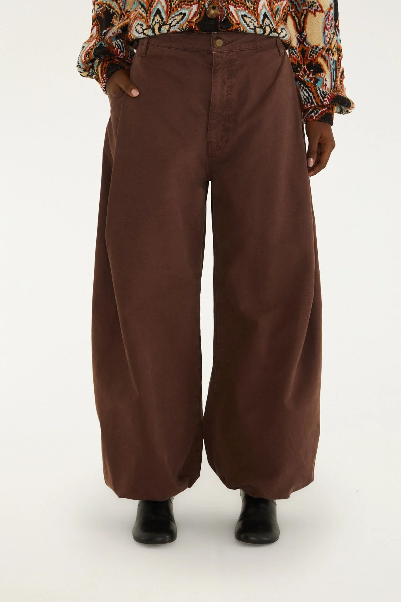 Balloon Pockets Twill Pants - 1