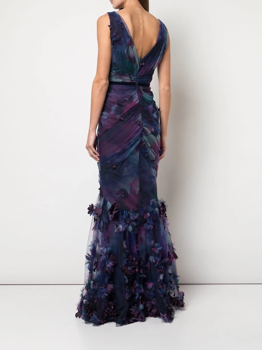 FIT-TO-FLARE 3D FLORAL PRINT GOWN - 3