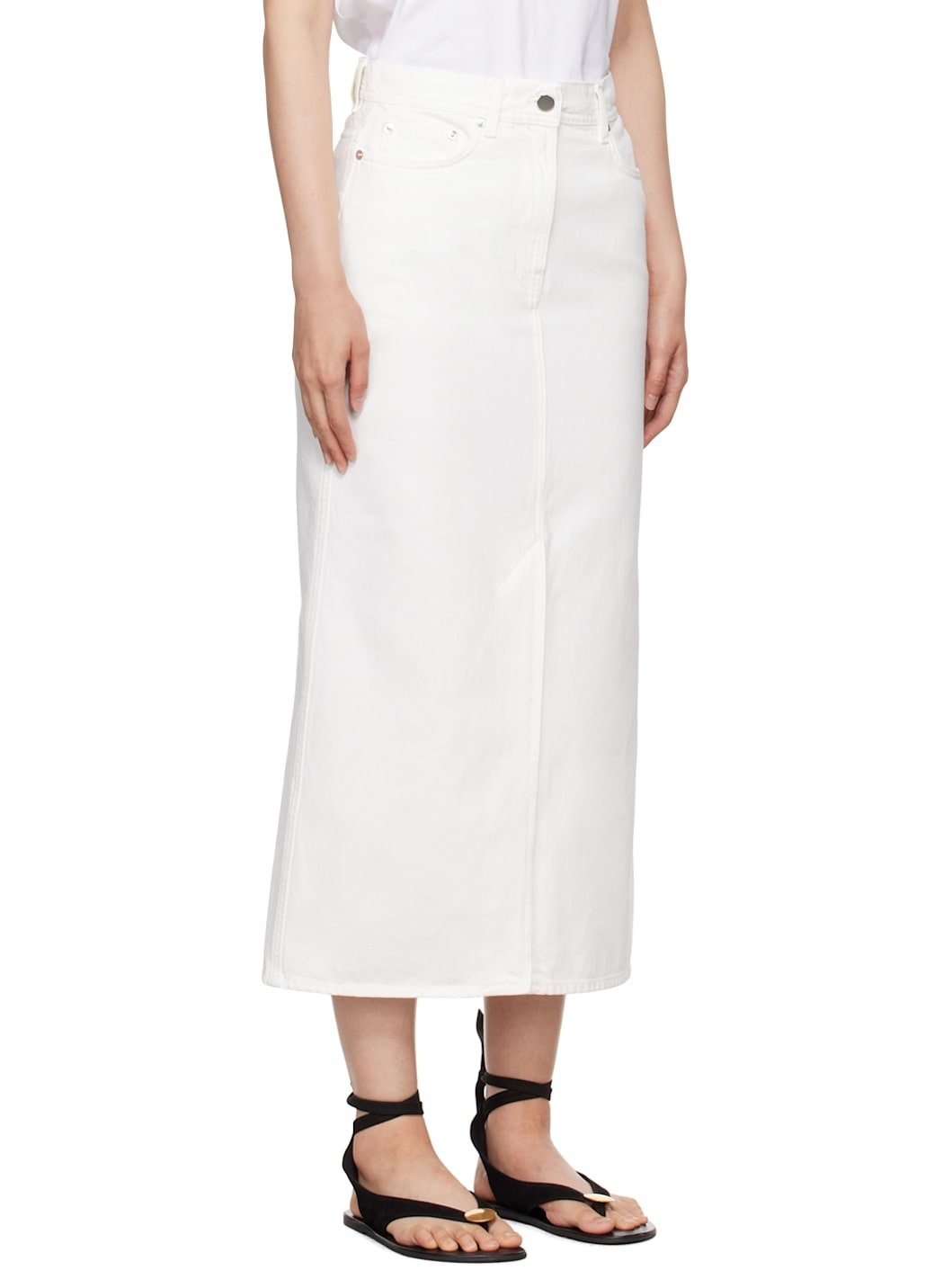 White Rona Denim Midi Skirt - 2
