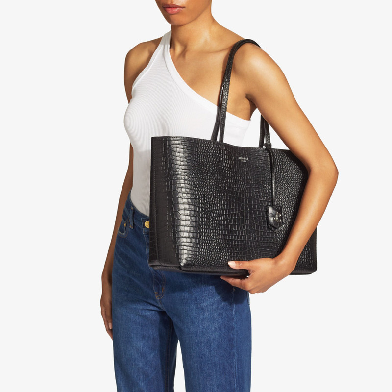 JIMMY CHOO Nine2Five E/W
Black Croc Embossed Leather Tote Handbag with JC Emblem outlook