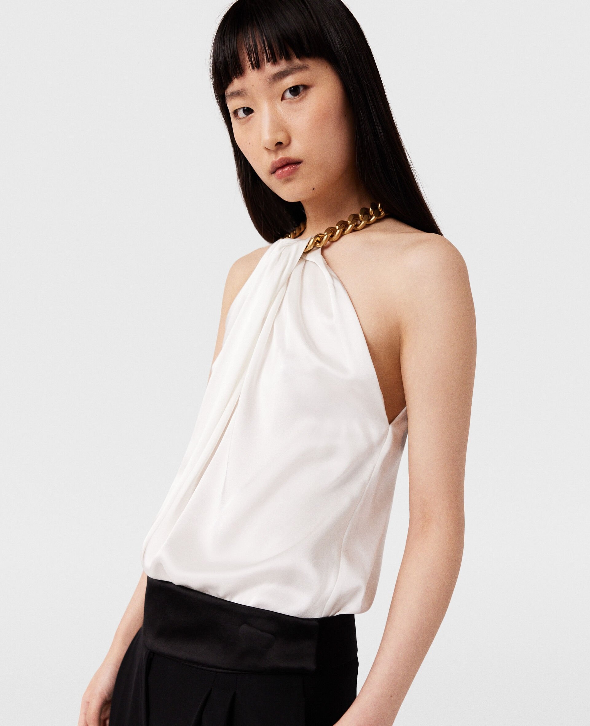 Chain Halterneck Satin Top - 2
