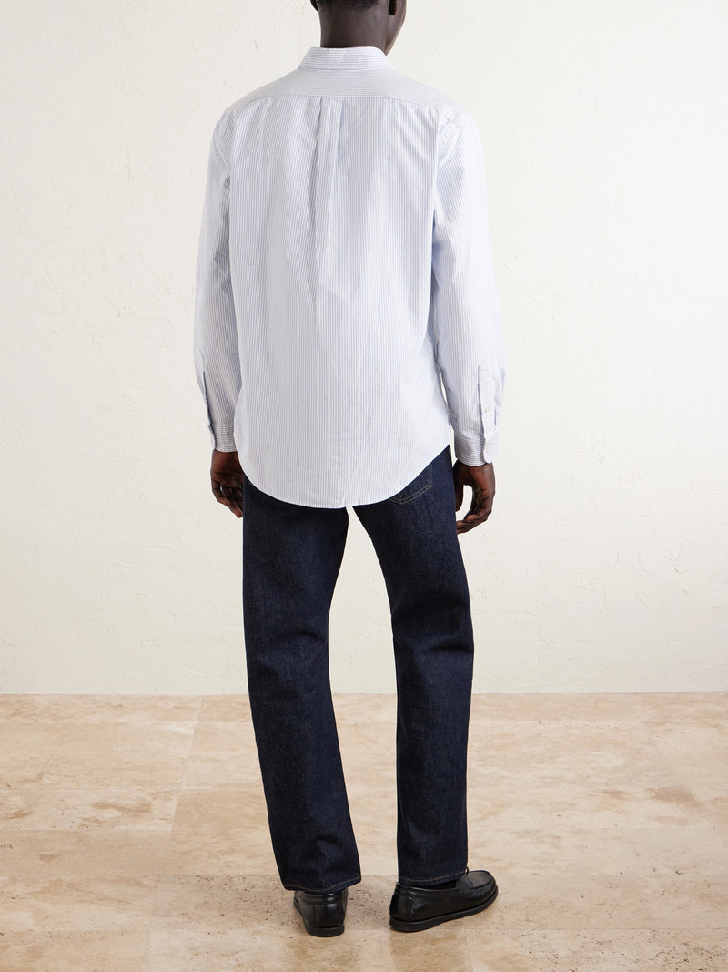 Button-Down Collar Logo-Embroidered Striped Cotton Oxford Shirt 4