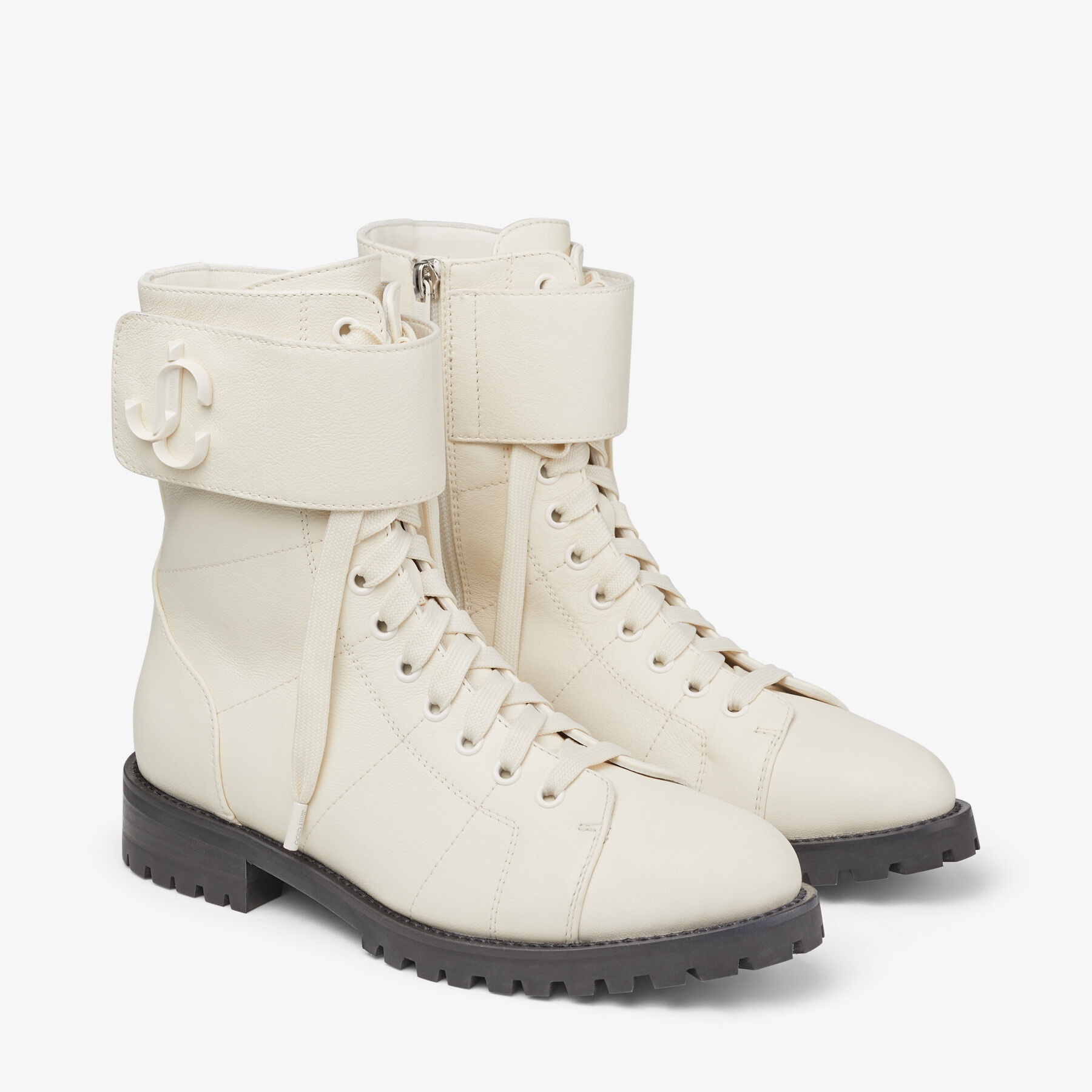 Ceirus Flat
Latte Soft Nappa Leather Combat Boots - 2
