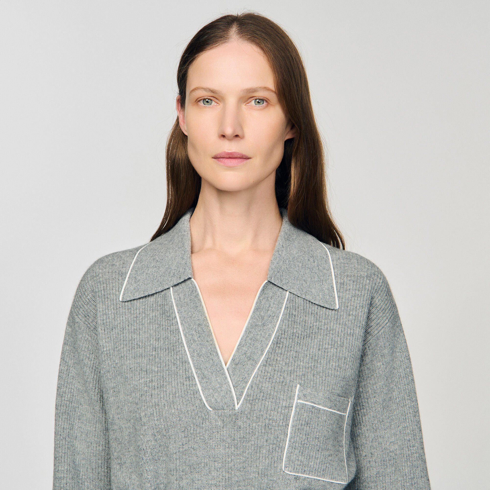 OPEN POLO-COLLAR NECK SWEATER - 3