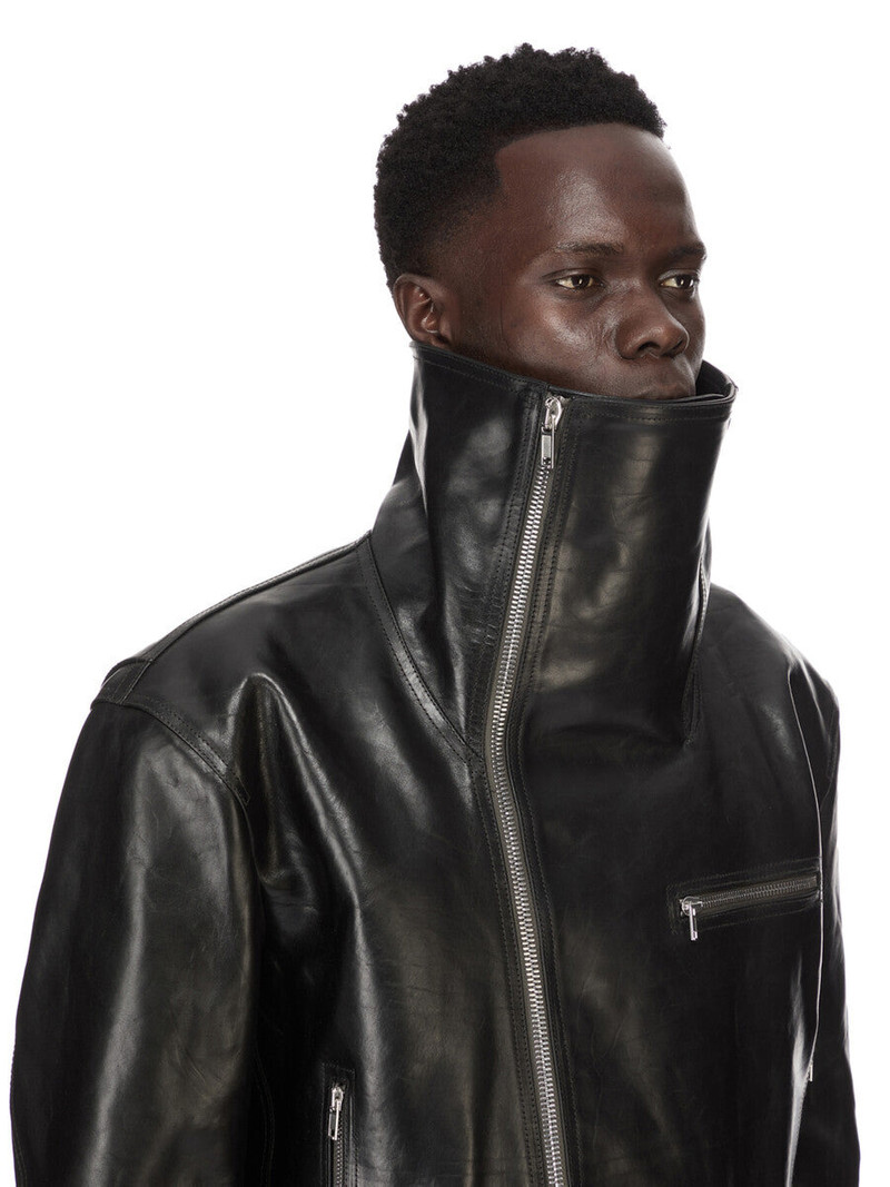 Black Temple Biker Jumbo Stooges Leather Jacket 4