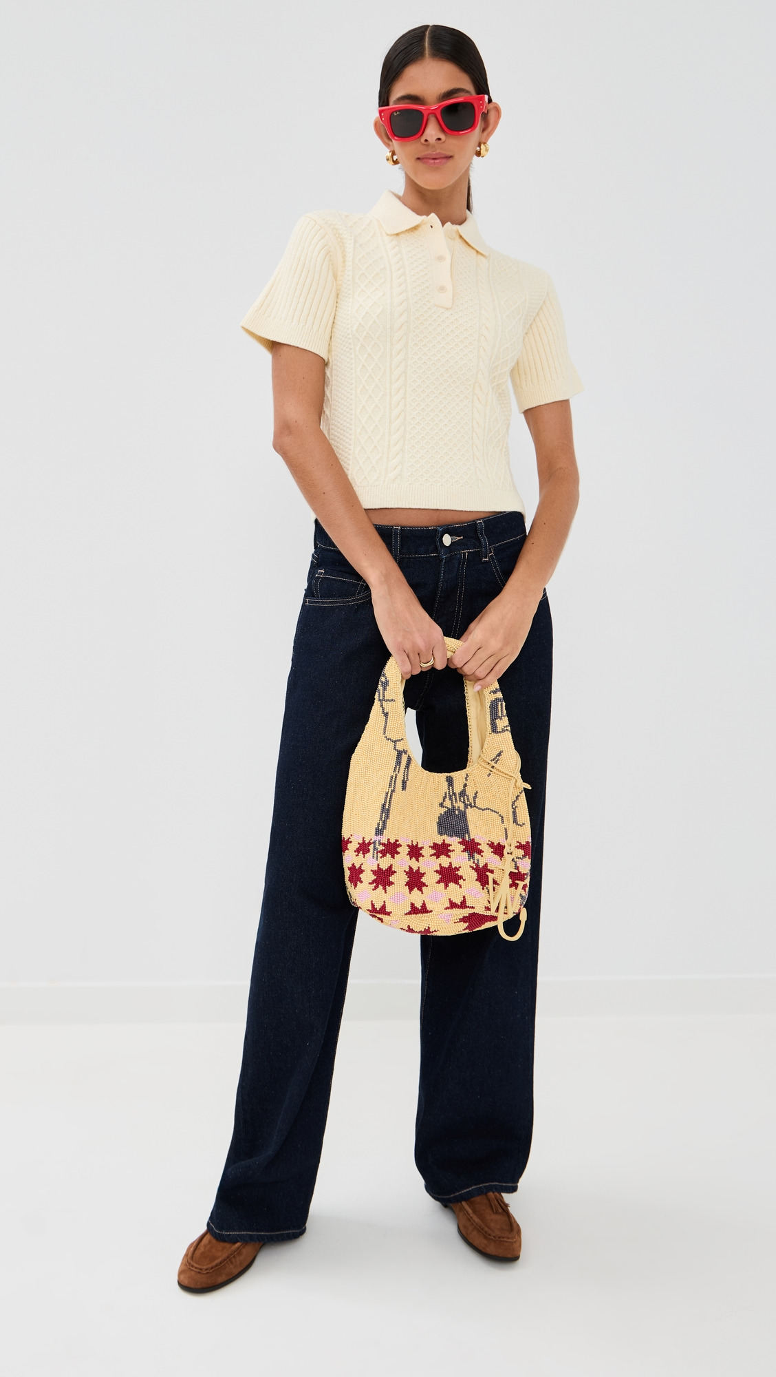 Cropped Cable Knit Polo - 4