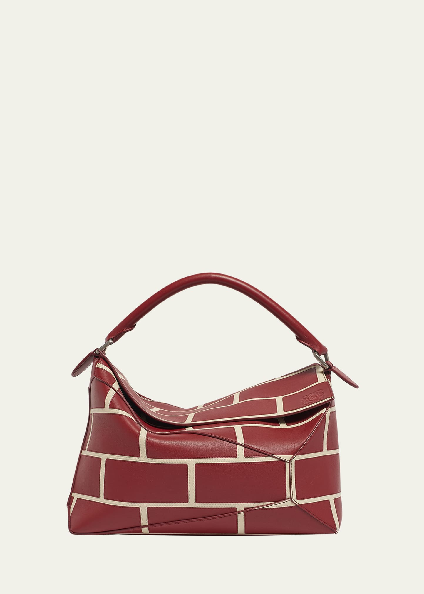 Men's Large Brick Leather Puzzle Edge Shoulder Bag - 1