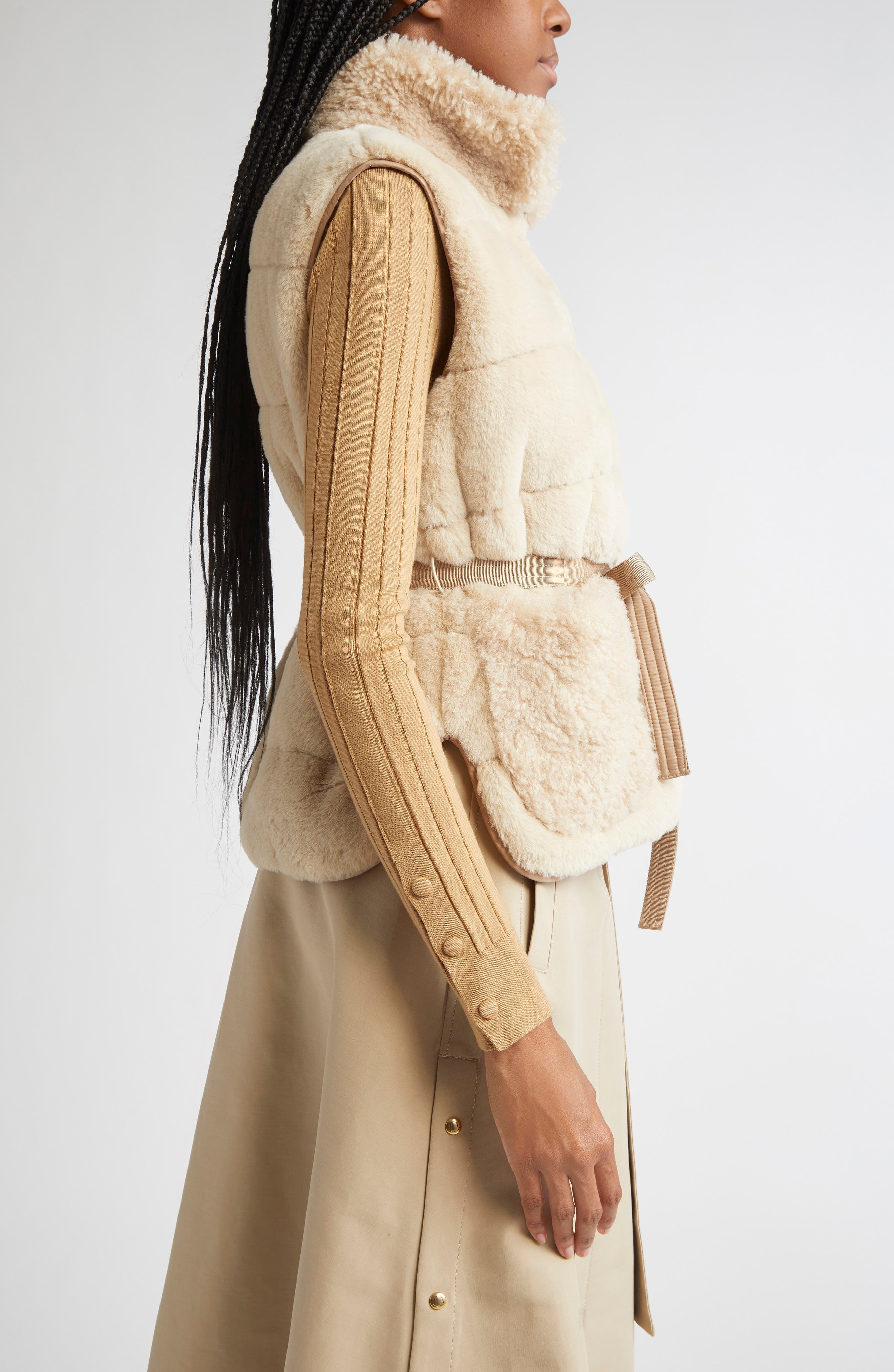 Moncler Joui Faux Fur Down Vest in Alabaster at Nordstrom - 4