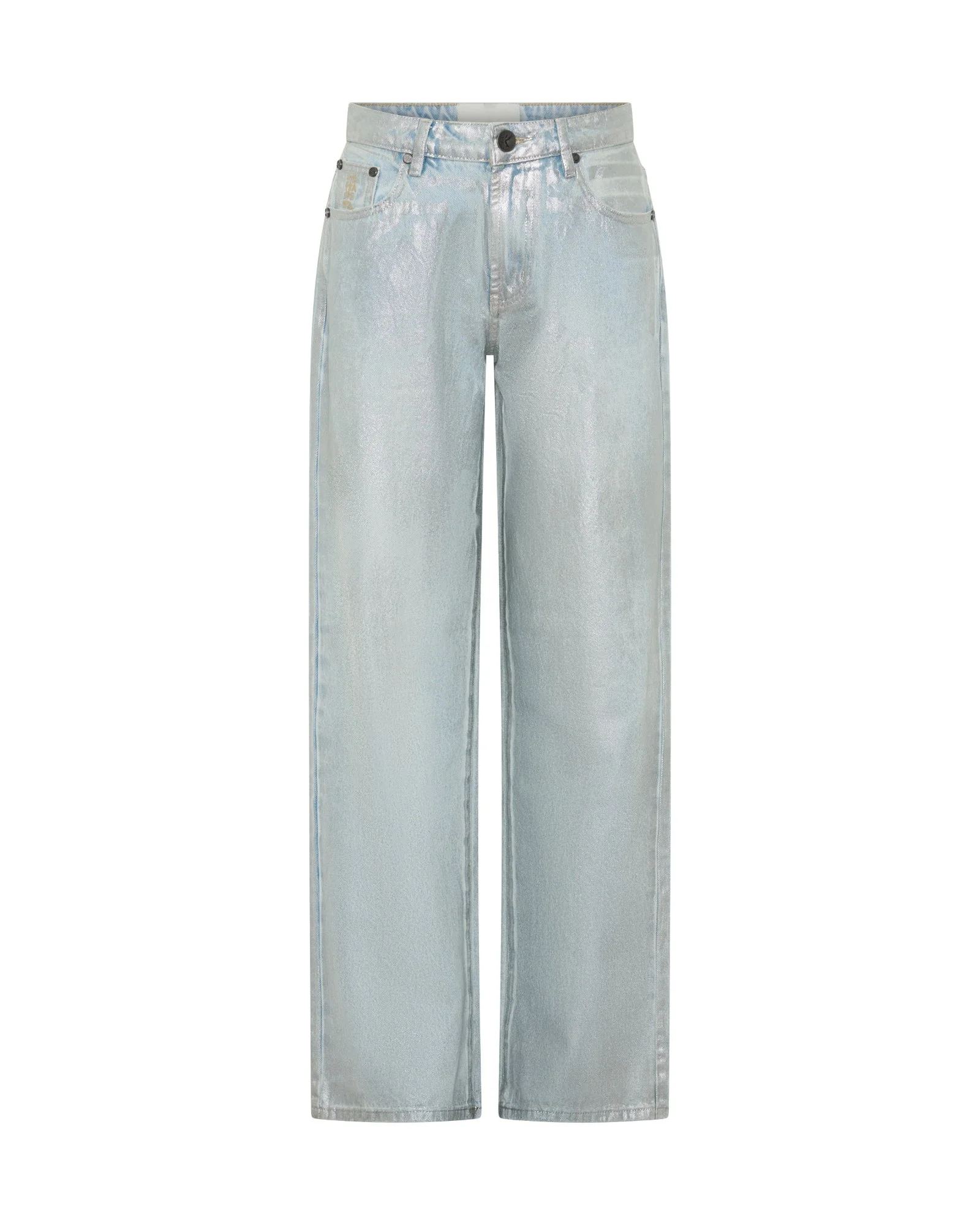Jackson Mid Waist Wide Leg Denim Jeans - Blue Chrome - 1