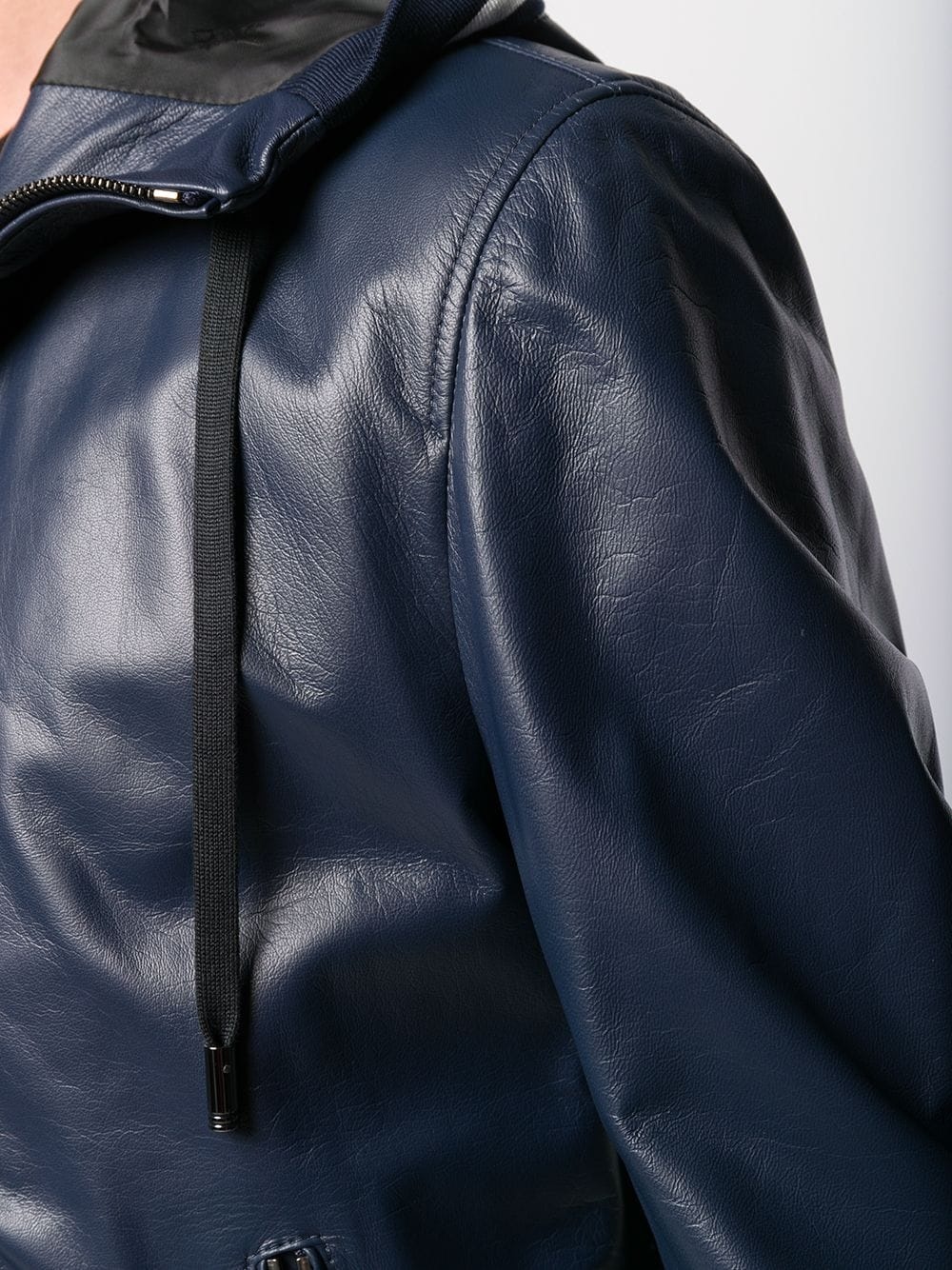 hooded leather jacket - 5