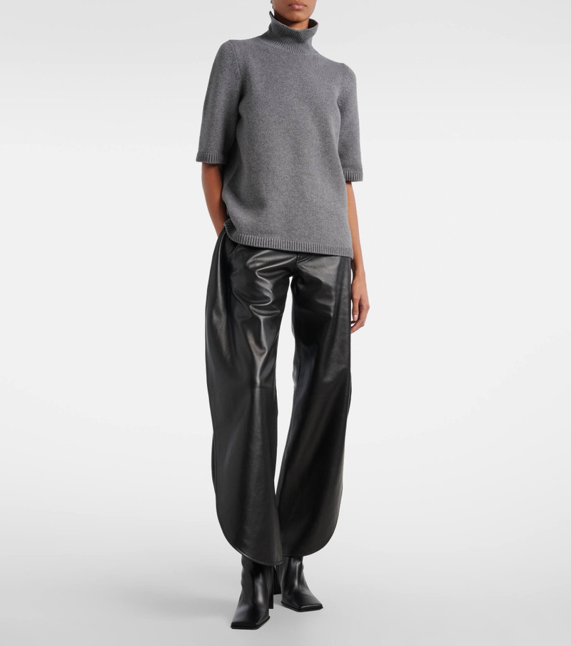 Alaïa High-rise leather barrel-leg pants outlook