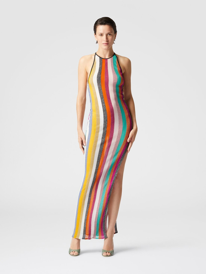 Missoni Long dress in striped ribbed knit lamé outlook