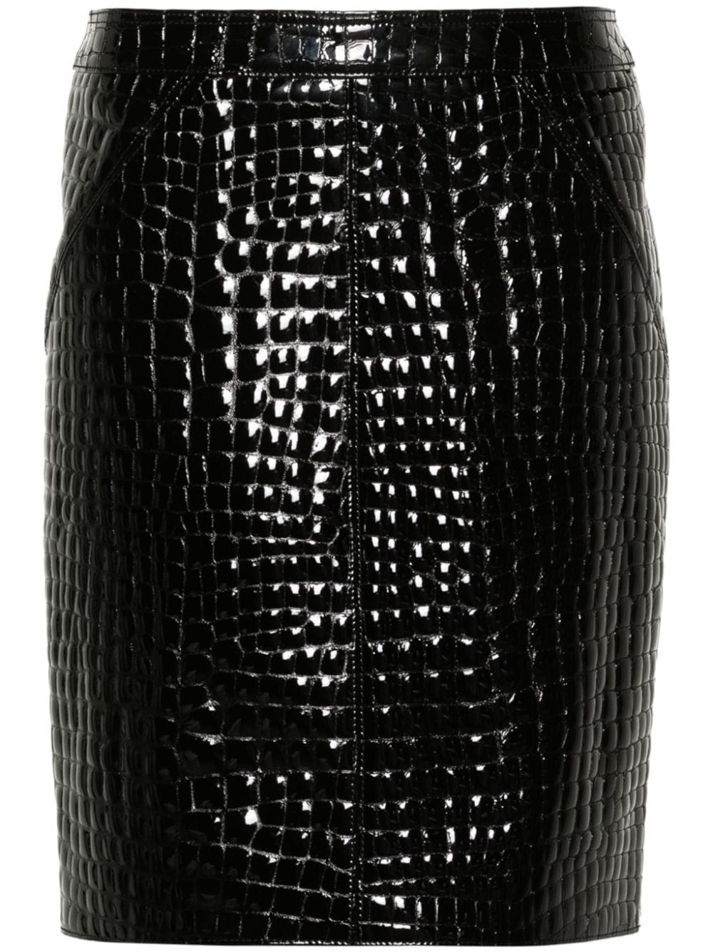 embossed-crocodile patent-leather skirt - 1