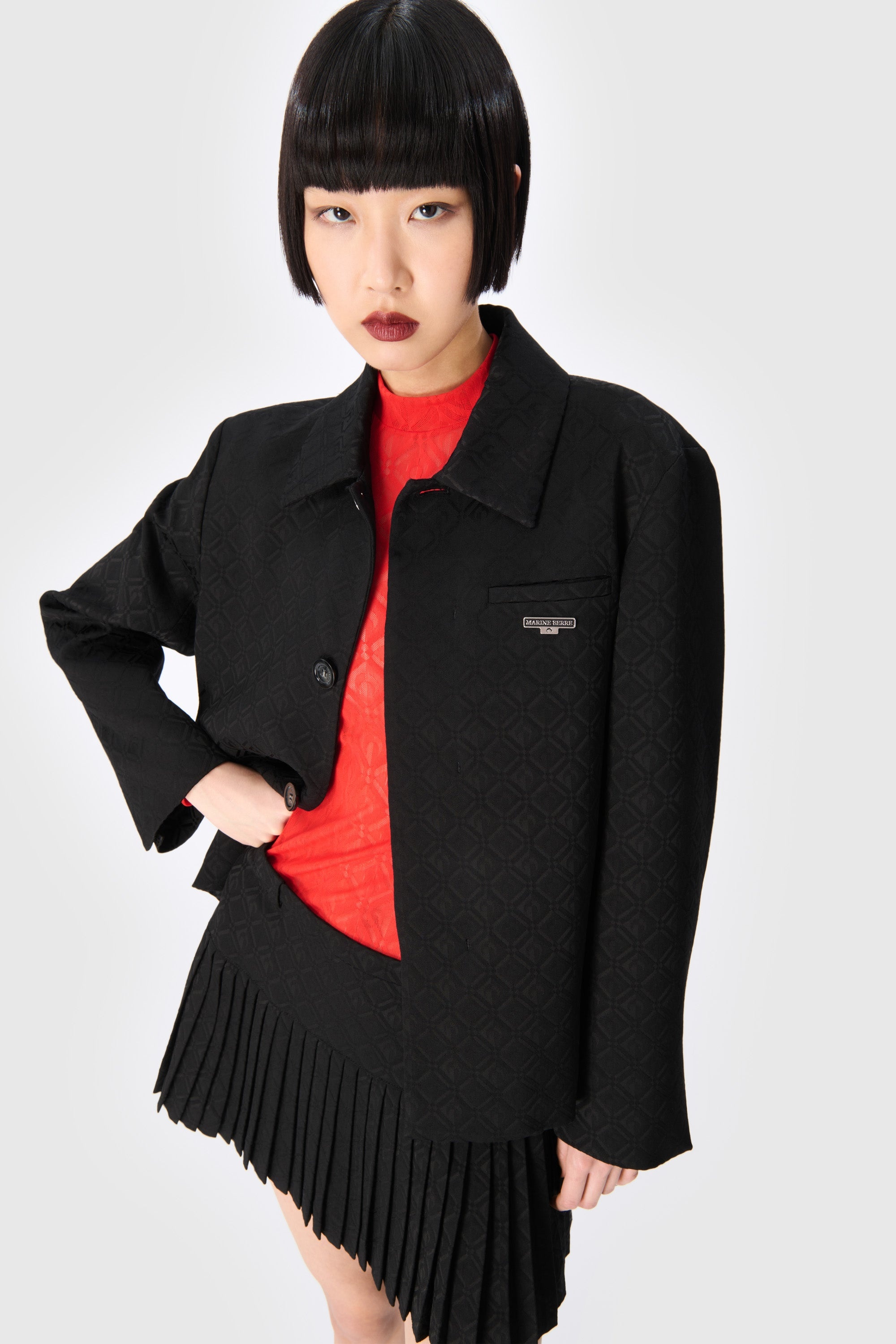 Moon Diamond Jacquard Tailoring Boxy Blazer - 3