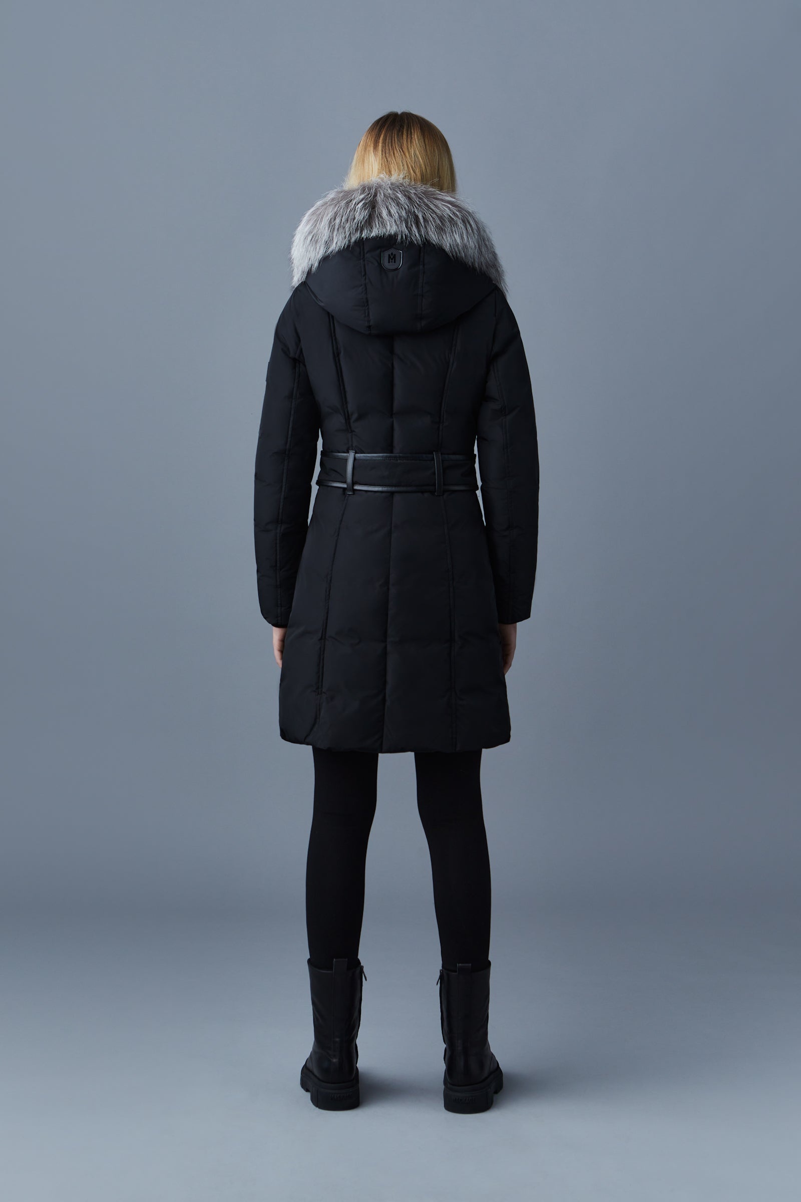 KAY Down coat with silver fox fur Signature Mackage Collar - 4