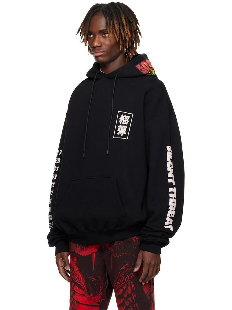LU'U DAN Black 'Year of the Snake' Oversized Hoodie outlook
