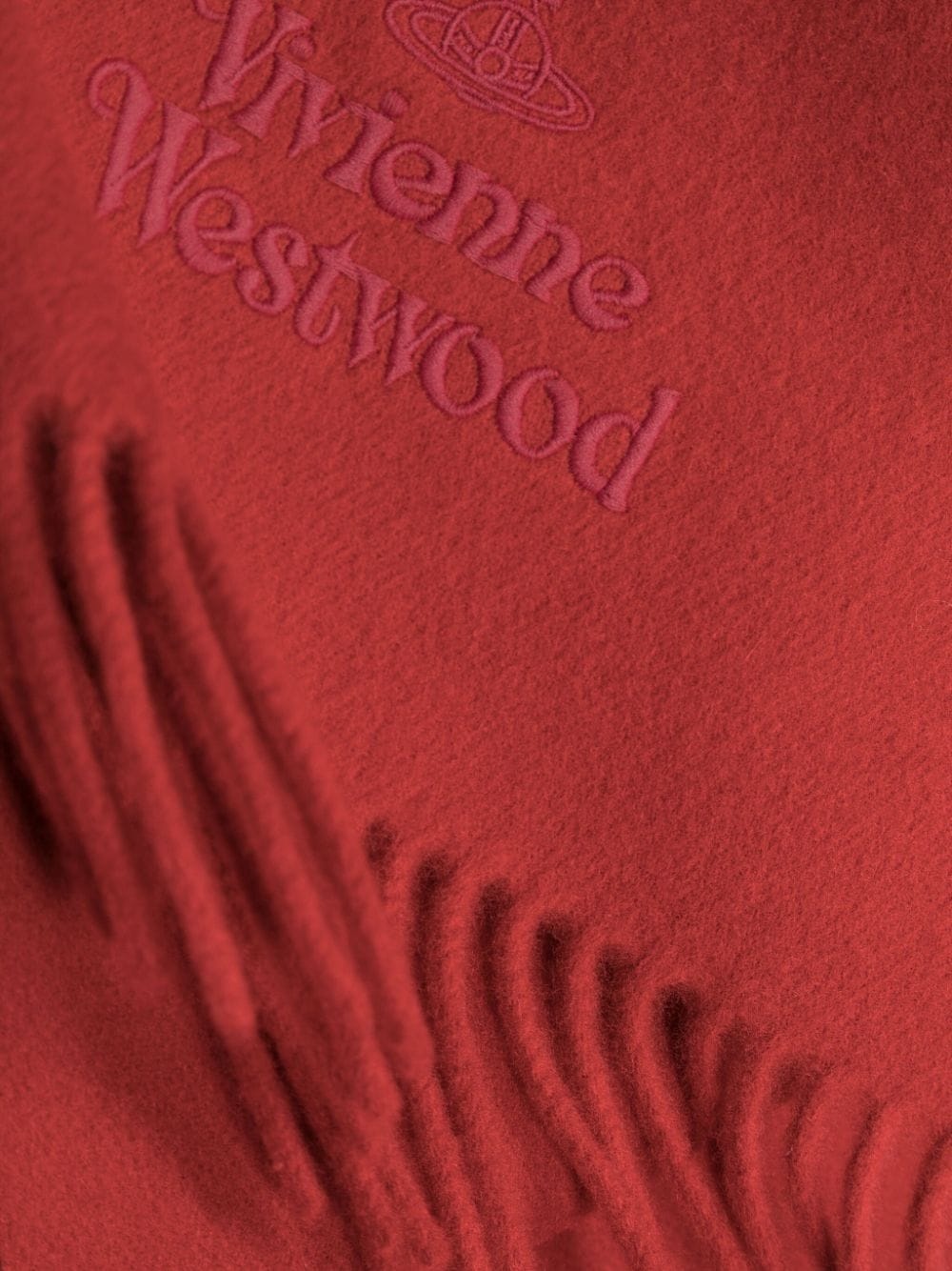 logo-embroidered wool scarf - 3