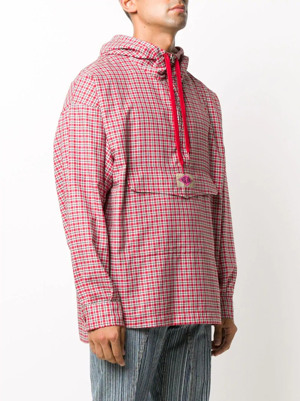 checked hooded shirt jacket - 3