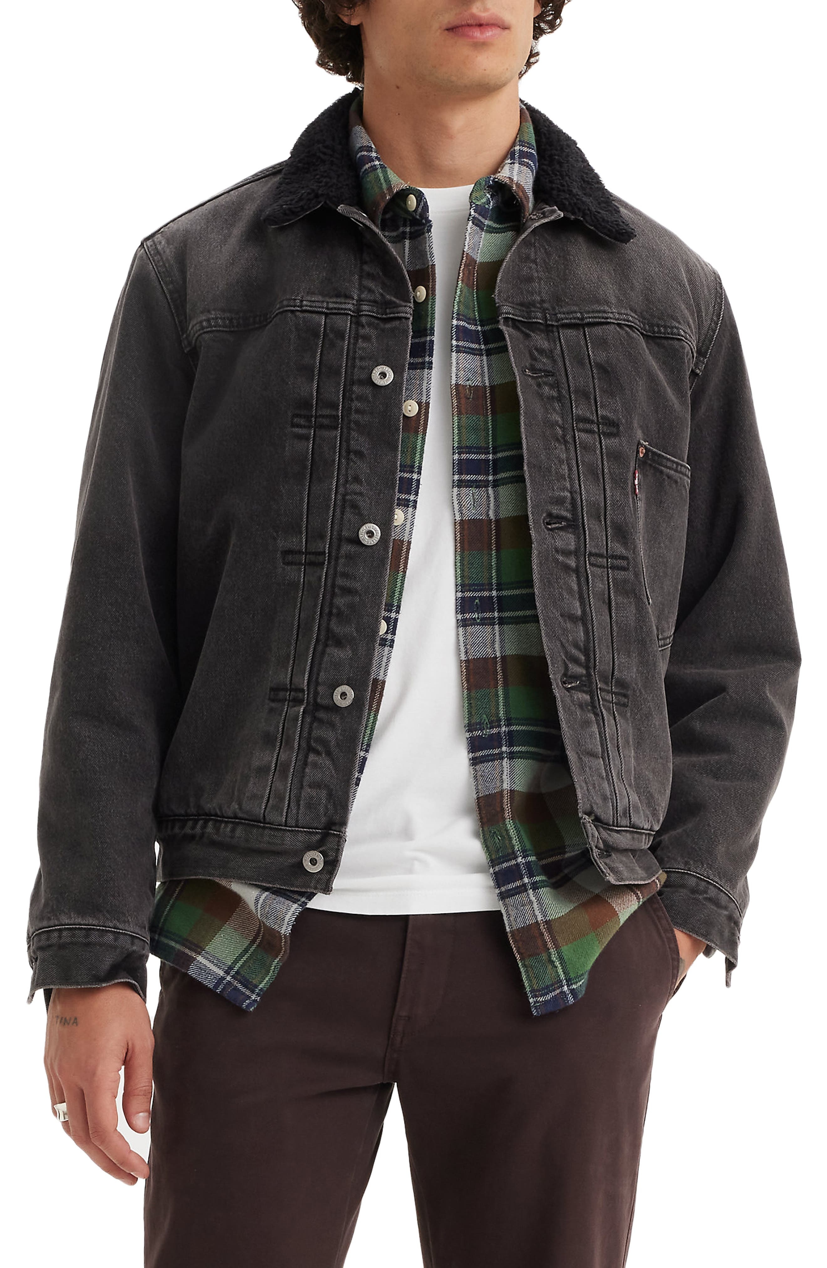 levi's Type I Fleece Collar Trucker Jacket in Mothership Lined at Nordstrom - 1