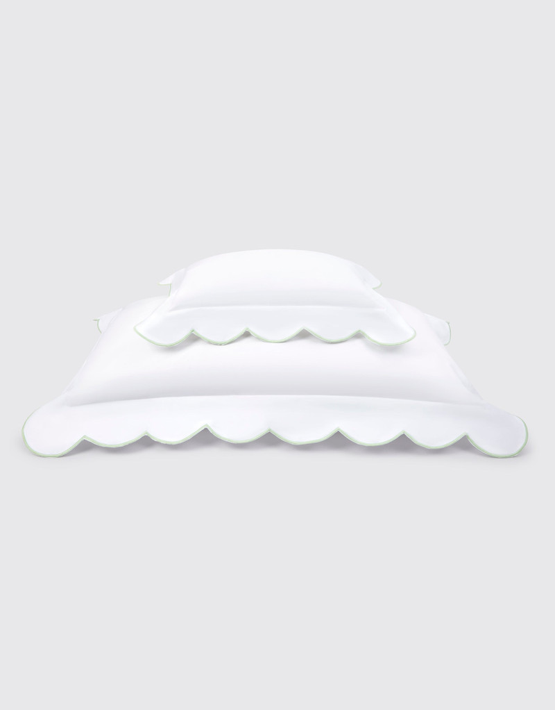 Genova Pillow Slip in White & Mint Cotton 3