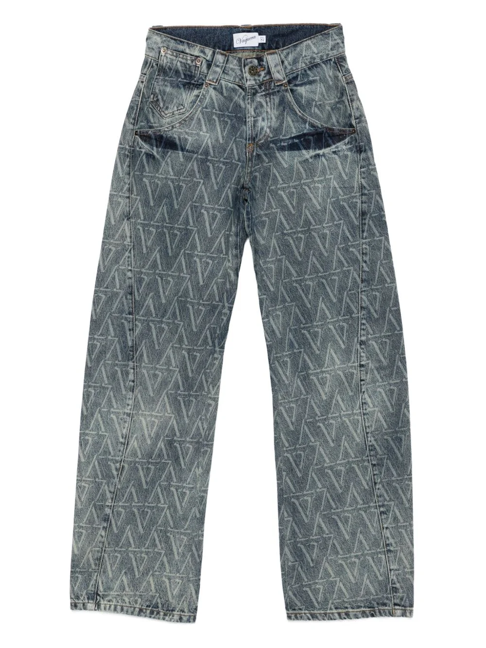 monogram-print jeans - 1