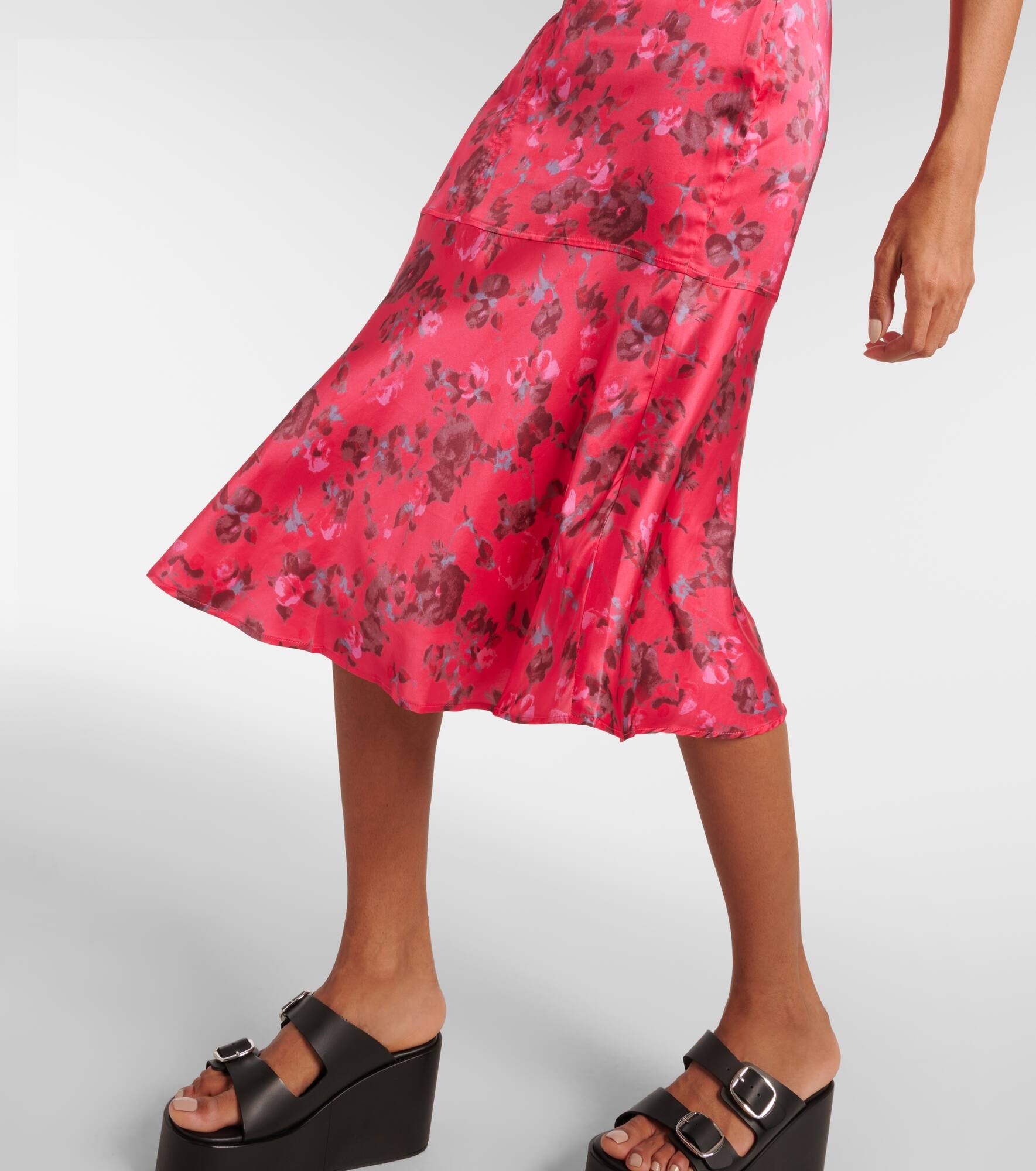 Floral satin midi dress - 5