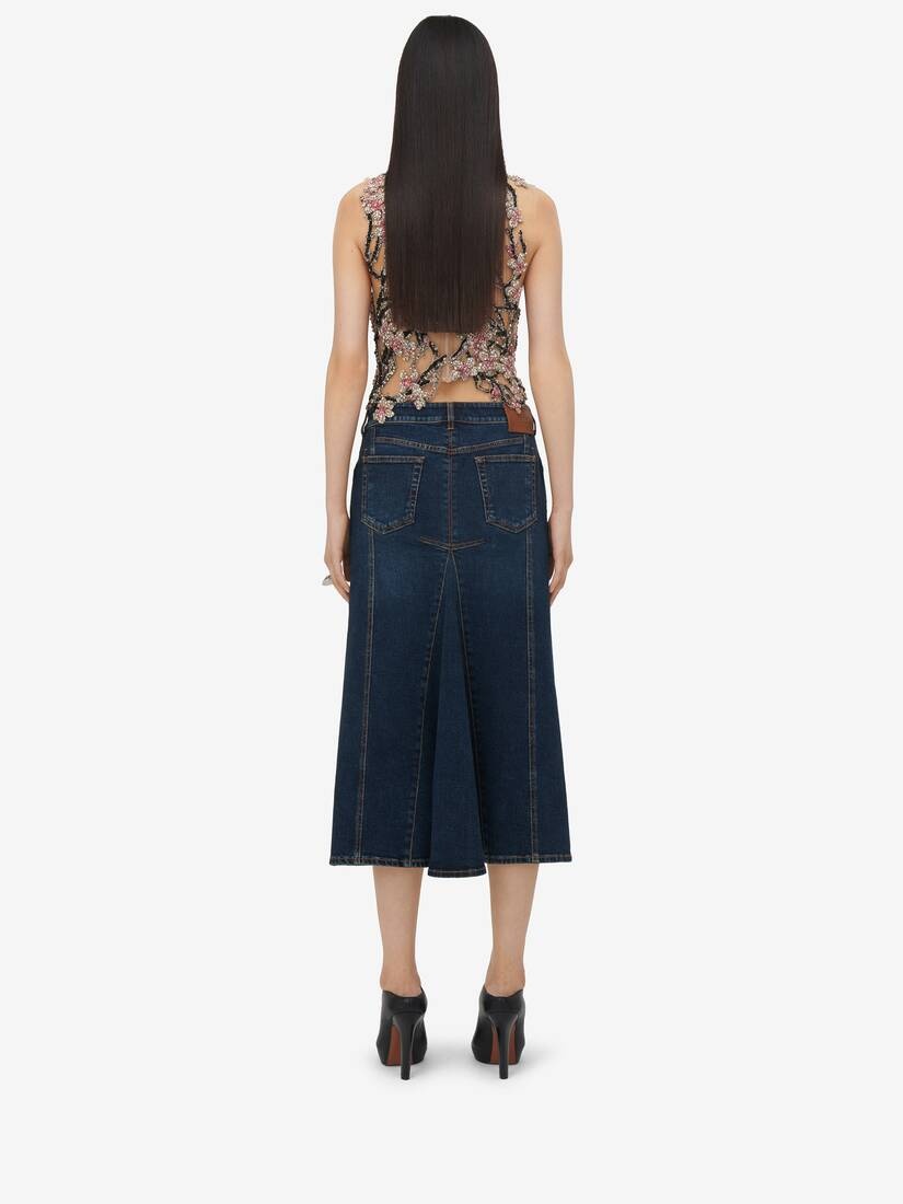 Women's Denim Pencil Skirt in Indigo - 4